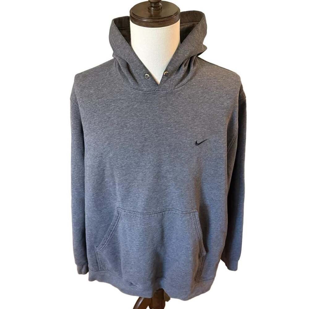 Vintage Nike Silver Tag Mini Swoosh Charcoal Gray Pullover Hoodie XXL